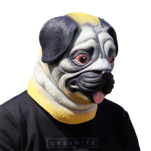 现货万圣节乳胶动物头套哈巴狗面具节日舞会派对角色扮演道具