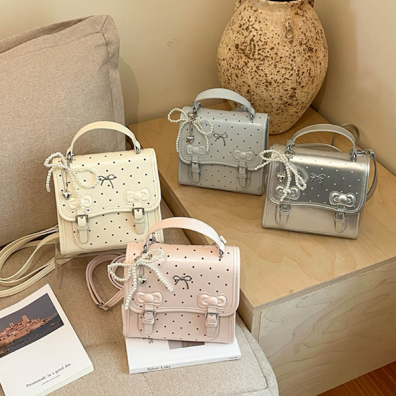 Korean-Style Ins Cute Polka Dot Single-Shoulder Crossbody Bag for Girls, 2026 New Versatile Trendy Multi-Use Backpack