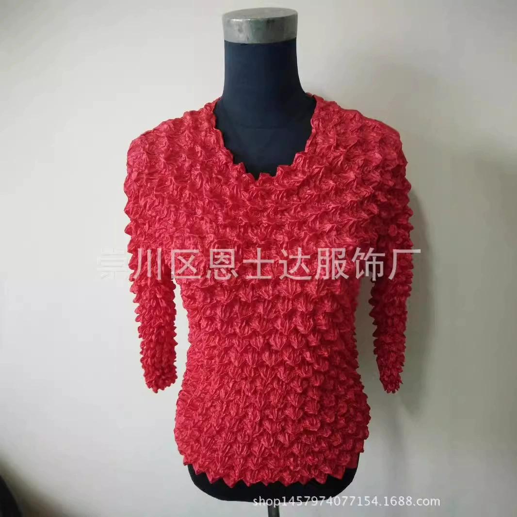 Очень большая атласная одежда с длинными рукавами и ананасами, пузырчатая одежда, Волшебная рубашка, подходящая для полных женщин на выставке