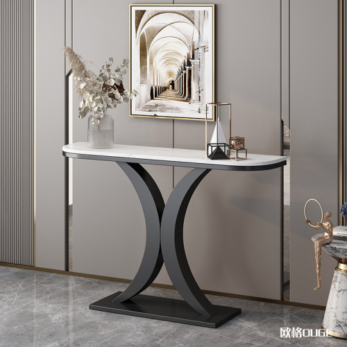 Luxury stone table for entrance hall, wall-mounted, modern and simple, half-circle, hotel end table, decoration for entrance hall 