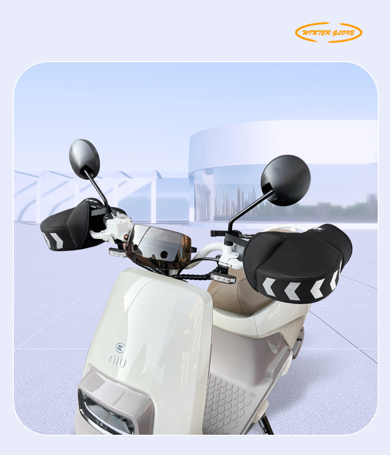 Motorcycle Handlebar Covers, Electric Vehicle Protective Gloves, Universal Winter Thickeneded Velvet Warm Windproof Motorcycle Rider Handlebar Covers