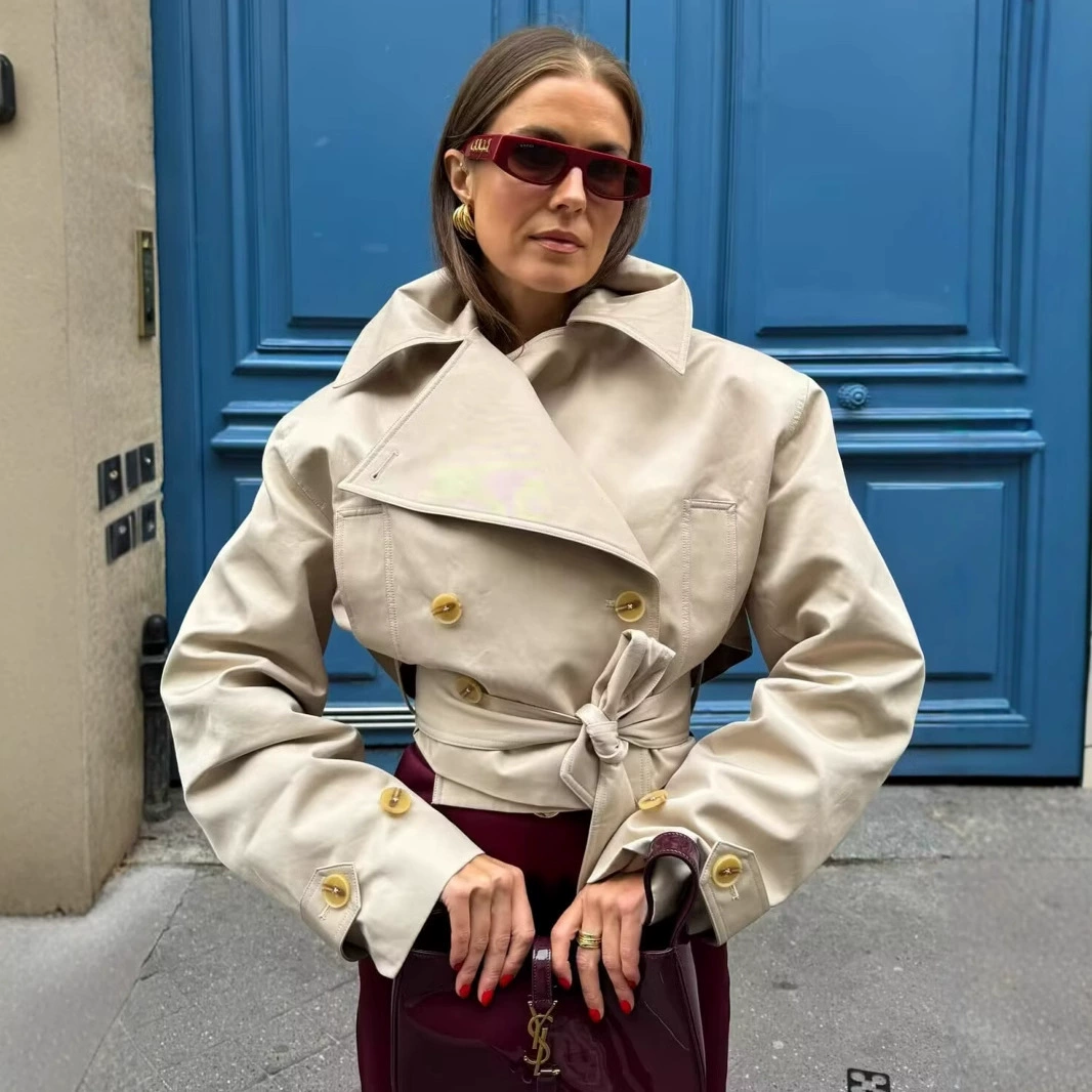 (Cross-border trading), belt, short long-sleeve, trench coat, Amazon, European style, British style, high waist