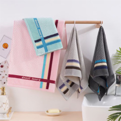 英倫風男士商務格調毛巾棉色織32股深色帝豪酒店面巾禮品中性條紋