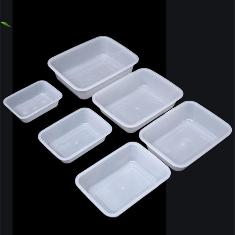 加厚白色方盘水产养殖胶框收纳摆放整理筐冷藏冰盘长形加深塑料盆