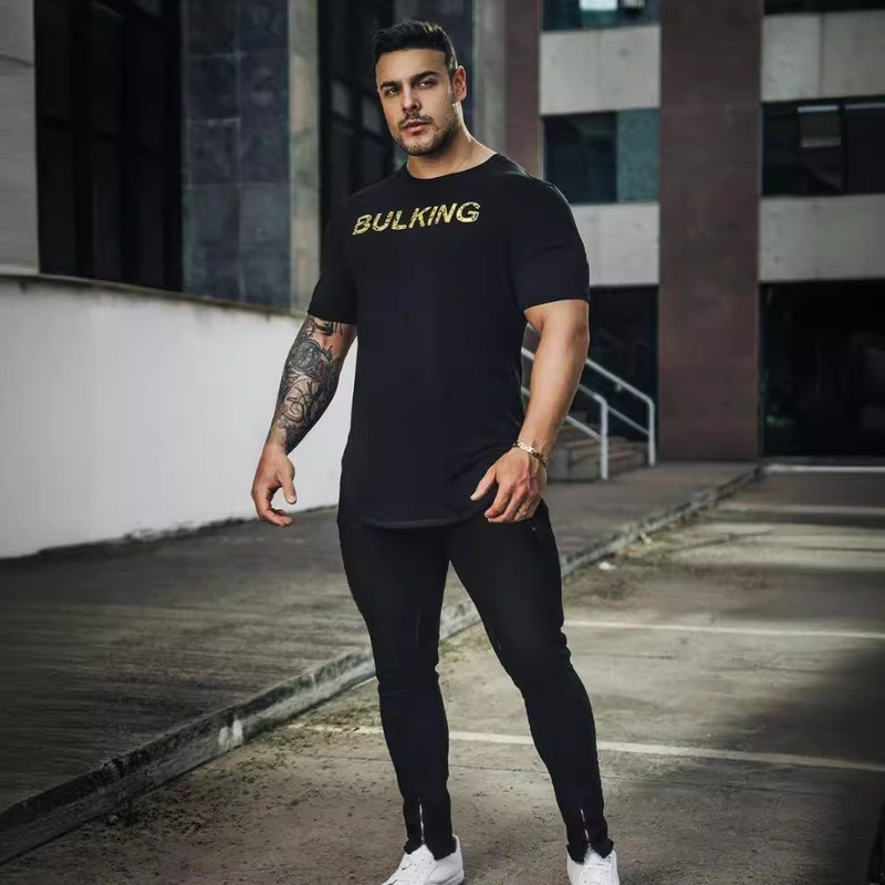 European and American 3D Printing Fitness Short-sleeved T-shirt Men's Animal Spring and Summer Men's Fitness Running T-shirt
