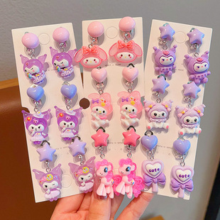 Girls Cute Kulomi Earrings 2025 New Children's Ear Clip Girls Super Cute Earrings Baby Jewelry