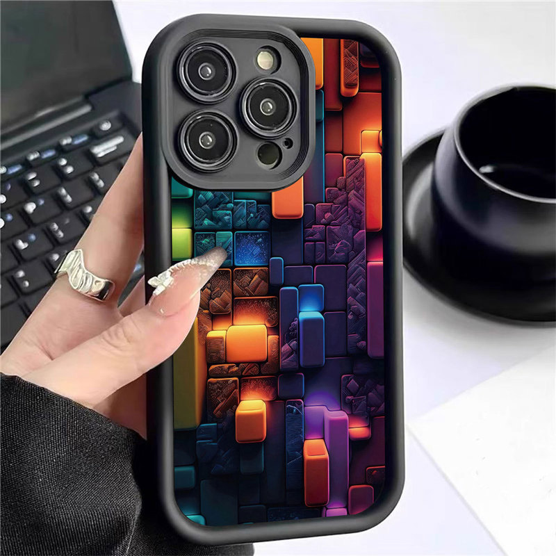 Neon Color Ladder Black New Groove Suitable for Iphone14/15/16/17Promax Mobile Phone Case