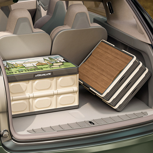 Outdoor camping wooden cover folding box extra large folding camping storage box folding table car trunk household box