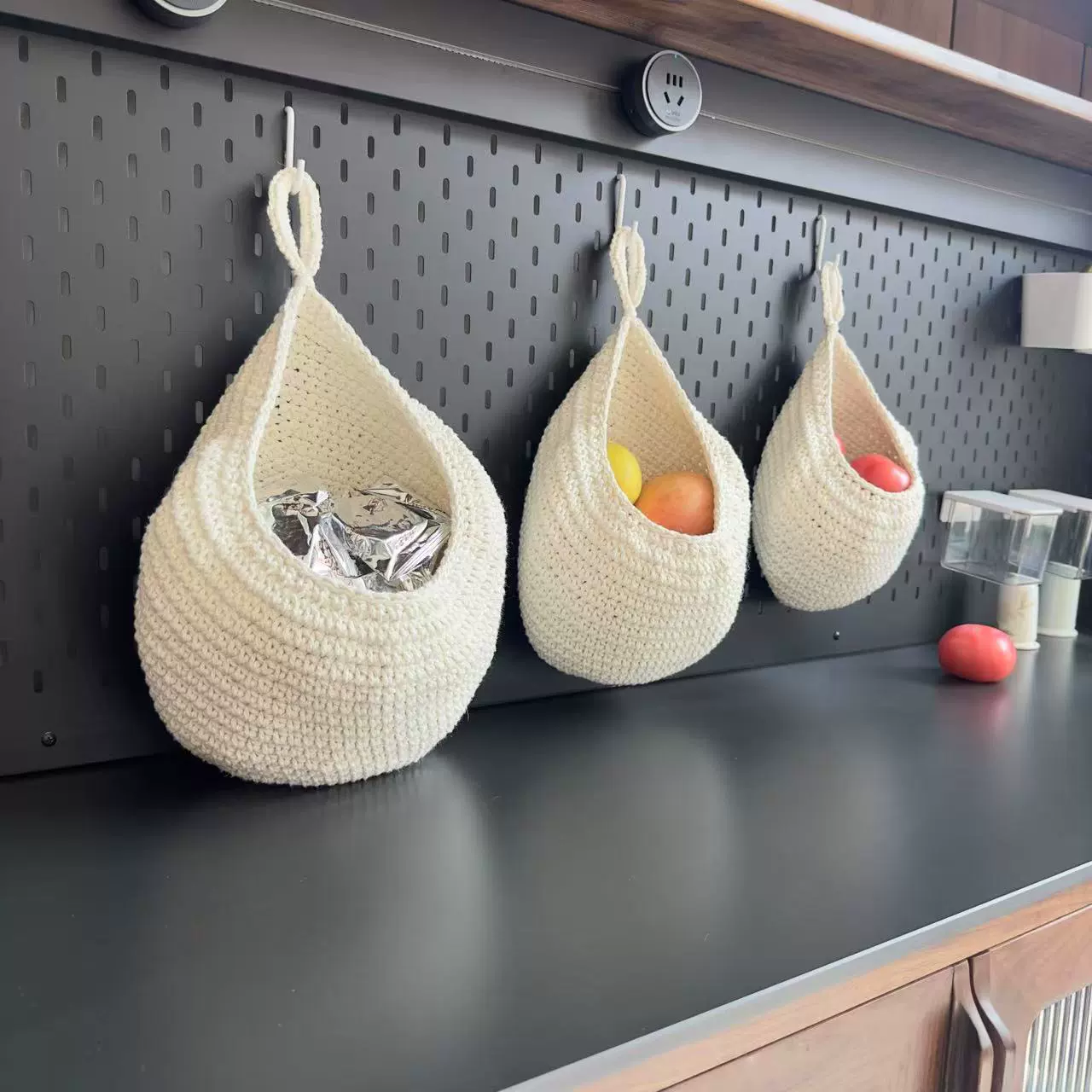 Трансграничное ручное плетение кухонных капель воды сетка настенная овощная корзина с фруктами птичье гнездо висячий хлопок канат для хранения сетчатой сетки