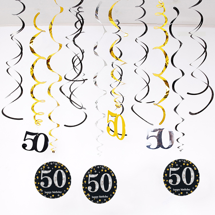 Fiesta de cumpleaños de Amazon Colgante en espiral de PVC de 12 piezas 30 años 40 años 50 años 60 años Decoración de cumpleaños
