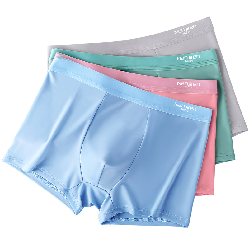 Tiktok Kuaishou viven ropa interior de seda de hielo de los Hombres Calientes entrepierna de algodón puro boxeadores antibacterianos boxeadores de los hombres ventas directas de la fábrica