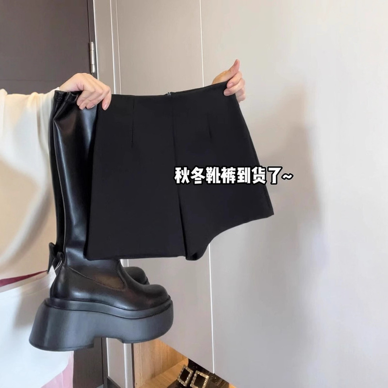 Black Hot Girl Shorts for Women in Spring, Autumn and Winter, High-Waisted, Slimming Look, Fleece-Lined Outer Wear, Anti-Exposure Tight Leggings Black Hot Girl Shorts for Women in Spring, Autumn and Winter, High-Waisted, Slimming Look, Fleece-Lined Outer Wear, Anti-Exposure Tight Leggings