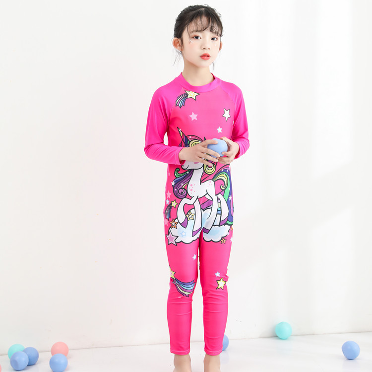 Traje de baño infantil de manga larga de dibujos animados traje de baño de bebé traje de baño de playa de protección solar ropa de surf para niños
