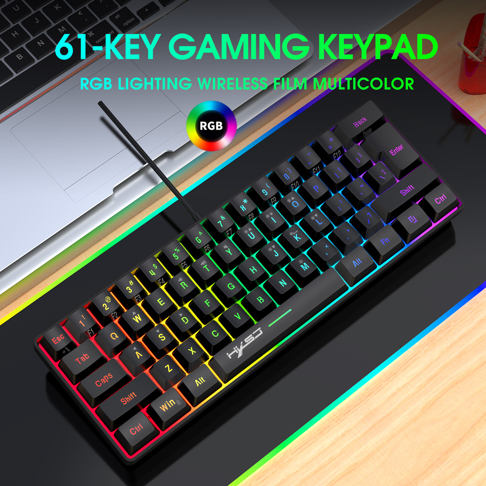 New 61keys luminous set, wired mouse, office gaming keyboard_voghion.com