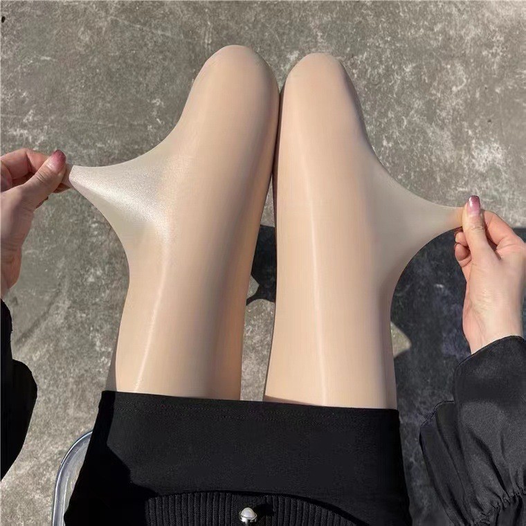 科曼康马油丝袜女薄款防勾丝油亮丝滑连裤袜春秋季面膜油光黑丝袜|undefined