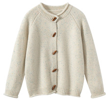 韩版软糯牛角扣儿童纯羊毛开衫男女童装秋冬新款牛角扣毛衣外套