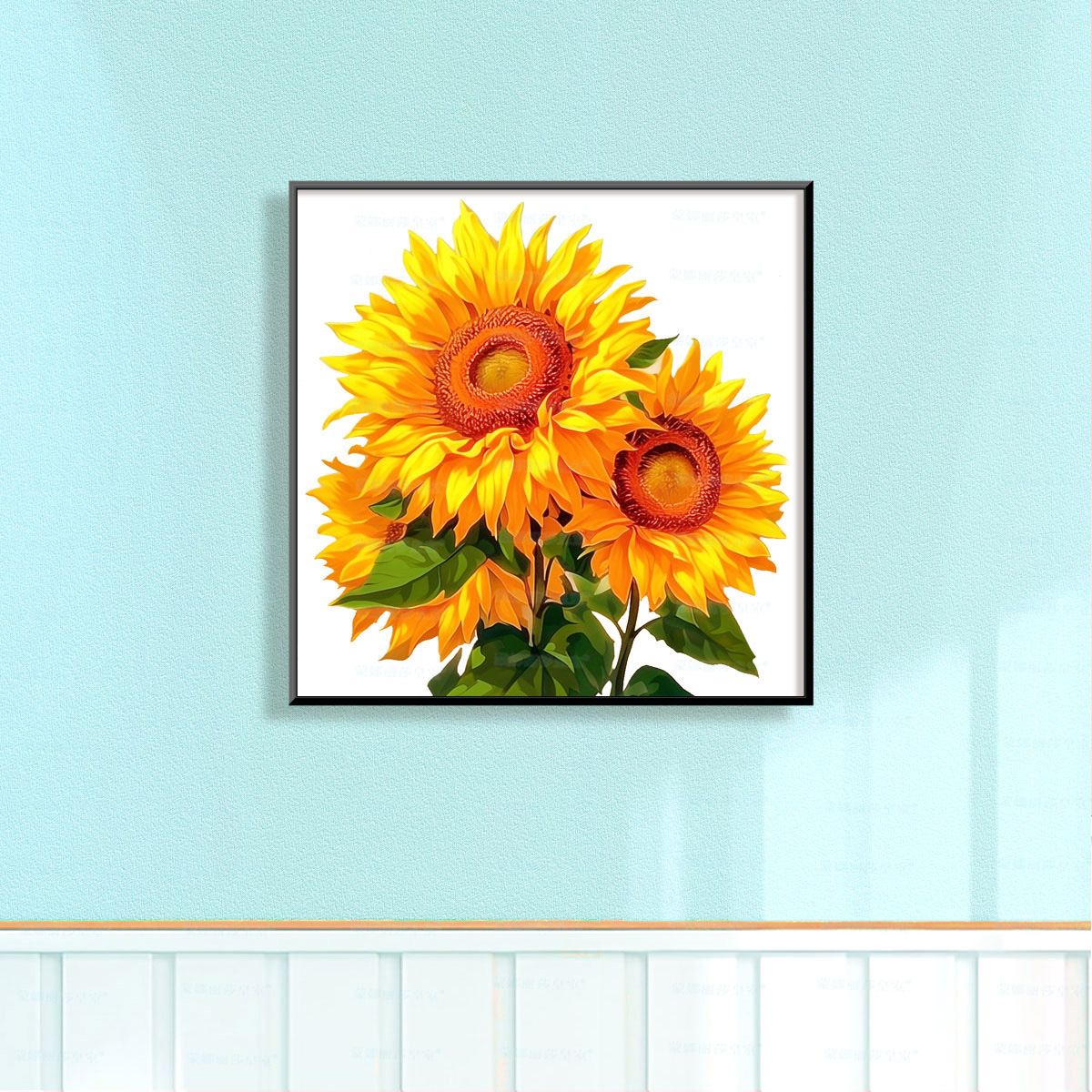 Mona Lisa real bordado cruzado brillante girasoles 2024 nuevo estilo minimalista belleza pequeña puerta de entrada bordado a mano