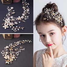 女童发带金色儿童演出头饰女孩甜美发饰礼服配饰宝宝生日头花饰品