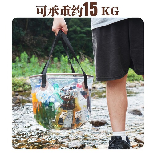 Wrangler Transparent Foldable Round Portable Outdoor Camping Bucket Water Basin Face Wash Basin Food Grade Storage Tank