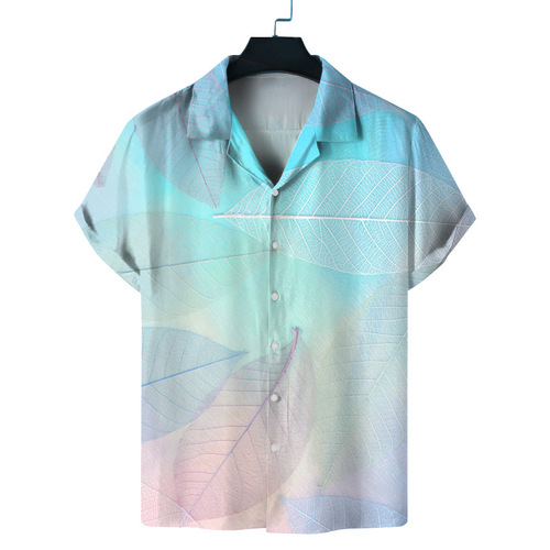 Men's Spring New Western Men's Clothing 3D Printed Thin Casual Beach Aloha Shirt