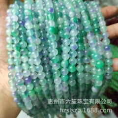 厂家批发 彩色玉髓散珠飘花手链半成品石英石圆珠diy饰品配件串珠