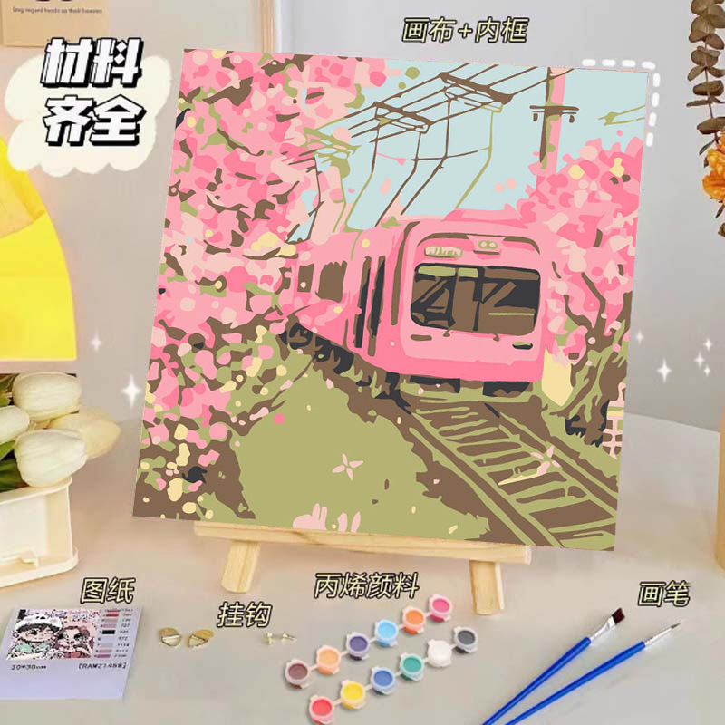 バラのデジタル油絵diy子供の塗り絵の高級感手作りの風景の花の対外貿易の露店の商品|undefined