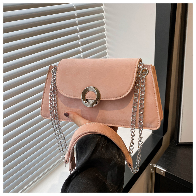 Borsa a tracolla da lavoro versatile a catena color caramella da donna, casual, semplice e alla moda, in PU, 2024_voghion.com