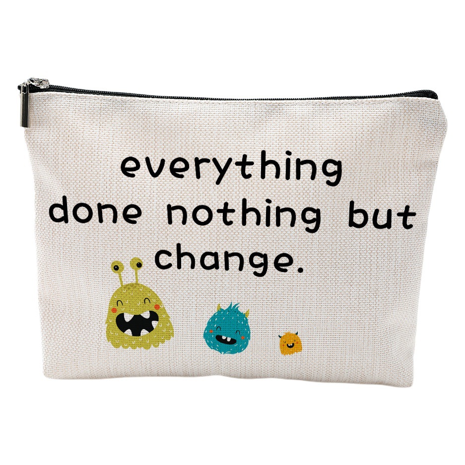 Bolsa de cosméticos simple, bolsa impermeable con cremallera de algodón y lino, bolsa de almacenamiento para cosméticos y joyas, bolsa de almacenamiento para artículos de tocador, joyas