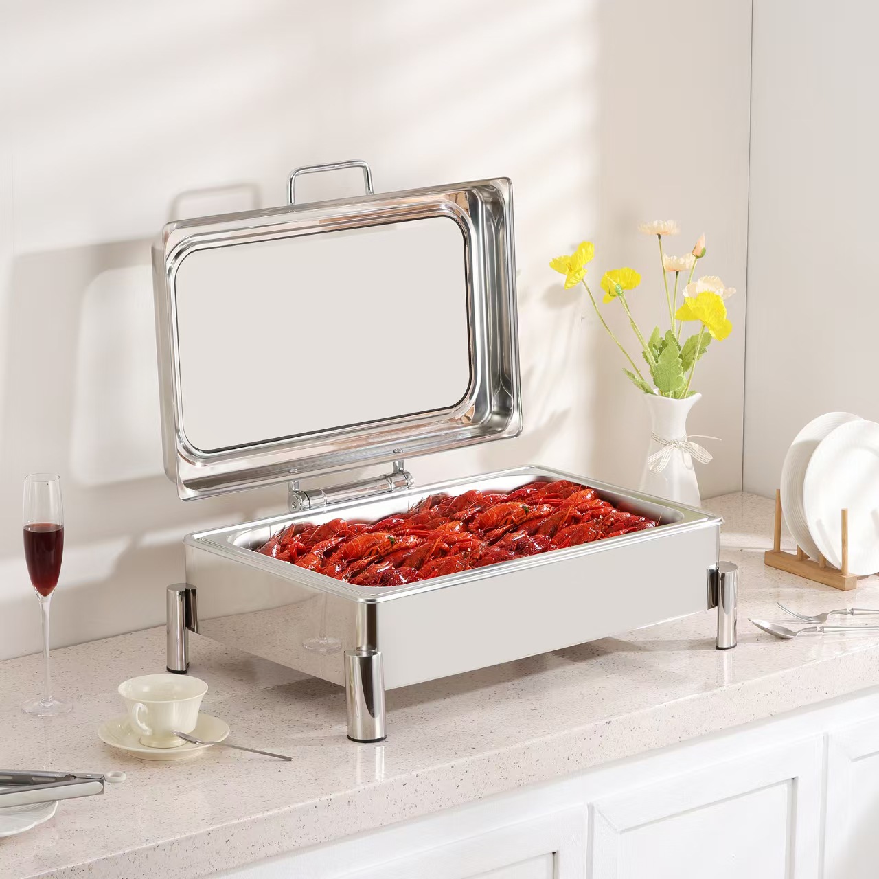 Horno de aislamiento térmico de buffet hidráulico comercial transfronterizo horno de desayuno de pie alto del Hotel Buffy horno de desayuno de calefacción eléctrica solapa visual