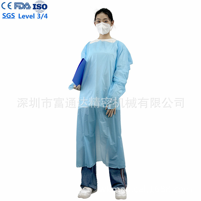 厂家直发 一次性CPE塑料围裙 cpe反穿拇指扣袍 加厚防护隔离衣
