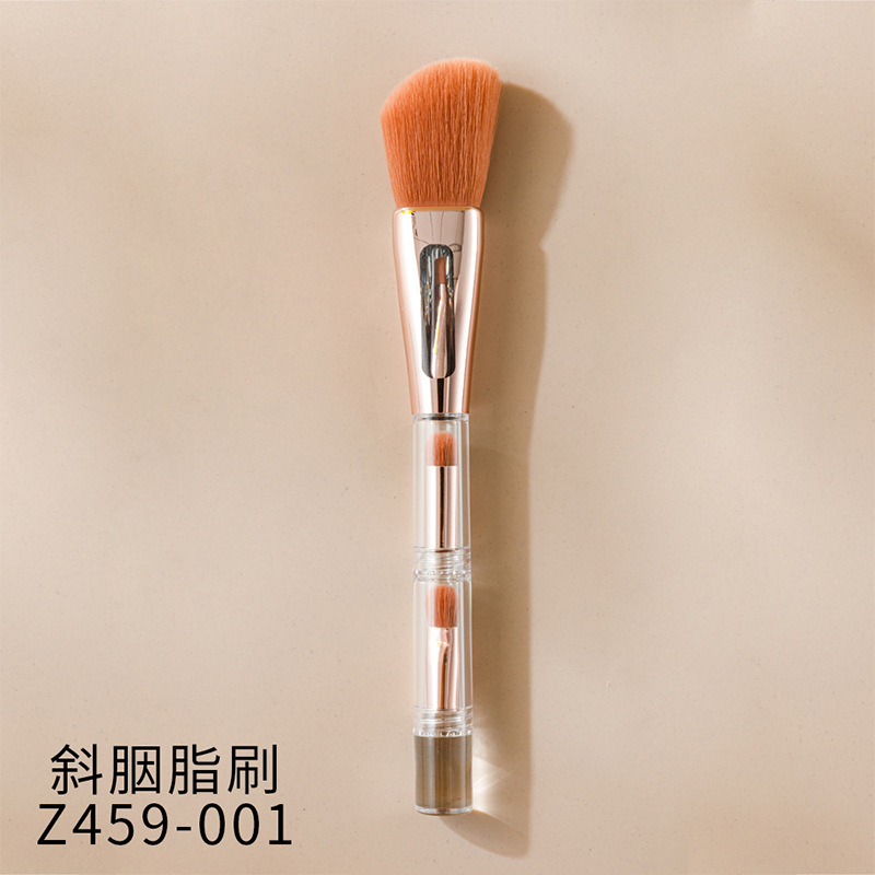 Fábrica de Zhuolia cepillo base personalizado 3 en 1 cepillo de maquillaje herramientas de maquillaje multifuncionales 4 en 1 cepillo de maquillaje