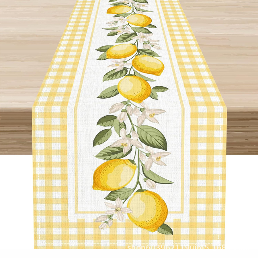 Nuevo verano limón lino bandera de mesa de fiesta al aire libre decoración de mesa de té de tela en el hogar bandera de mesa de té