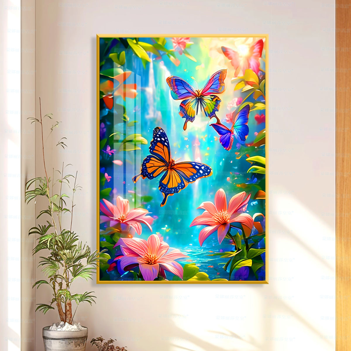 Tela de algodón importada: Punto de Cruz de la Mona Lisa, imagen de mariposa colorida, punto de cruz para sala de estar, bordado DIY. image 2
