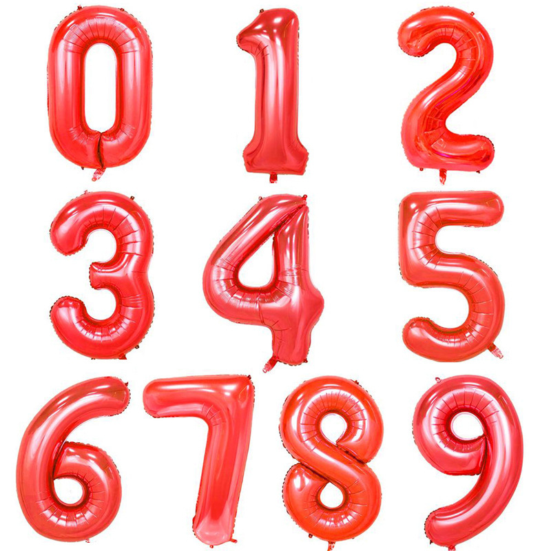 Globo de aluminio digital de 40 pulgadas, globo de aluminio con números grandes, versión delgada de 90 cm, varios colores de globos con números