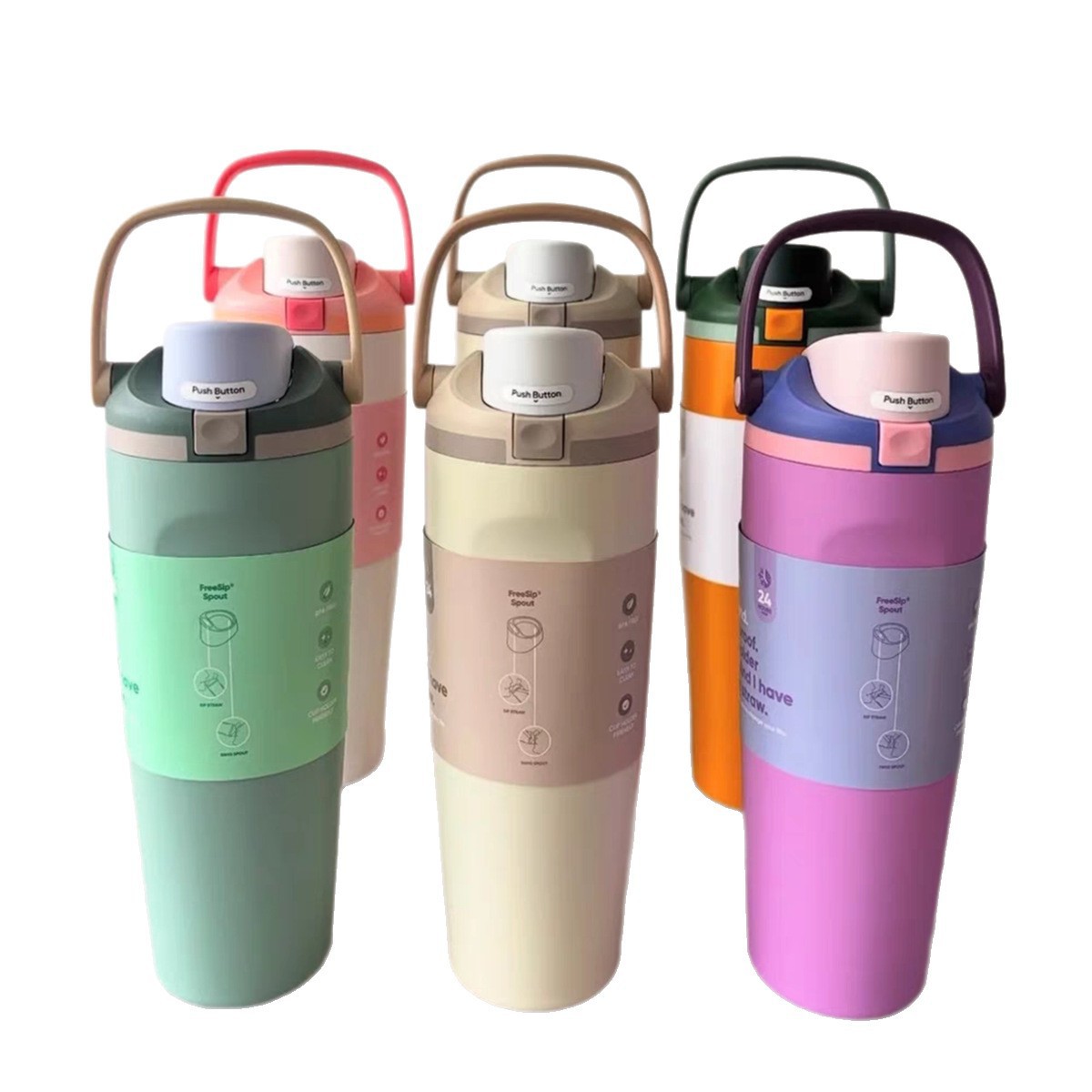 대용량 30oz 스테인리스 손잡이 빨대 텀블러 야외 운동용 보온보냉 물병