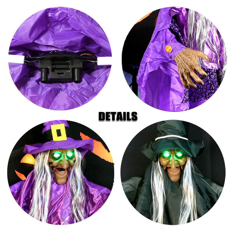 スポットクロスボーダーハロウィン電気魔女ビッグゴーストパープル魔女発光とサウンド小道具お化け屋敷パーティー装飾|undefined