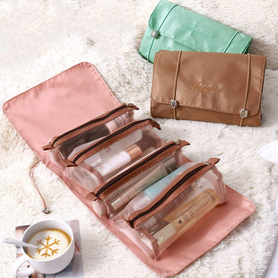 Portable yarn storage cosmetic split travel portable wash cosmetic bag folding four-in-one makeup
