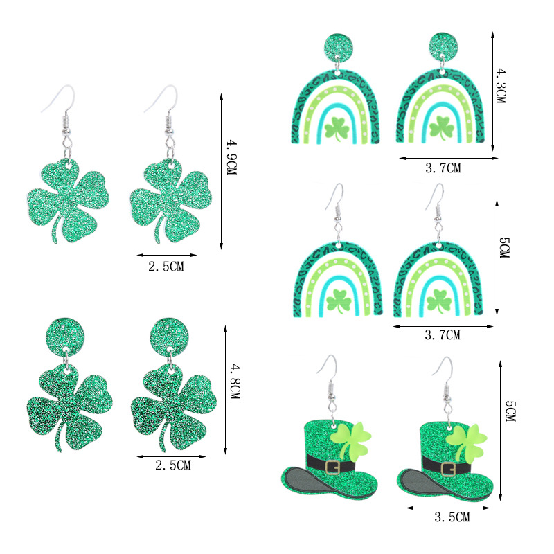 1 Paire Style Ethnique Géométrique Arylique Impression Saint Patrick Femmes Des Boucles D'oreilles display picture 1