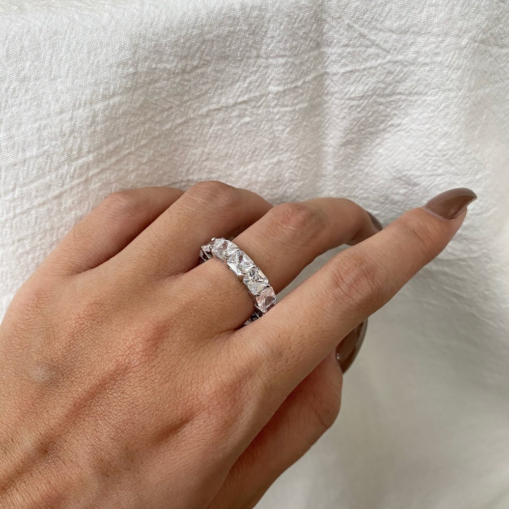 Fashion Geometric Sterling Silver Inlay Zircon Rings 1 Piece