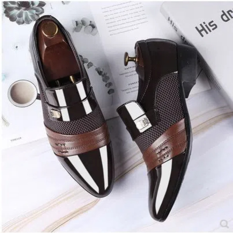 Zapatos de hombre Primavera y otoño nuevos zapatos de cuero zapatos formales de negocios de los hombres zapatos casuales británicos de los hombres zapatos de boda a juego transpirable suave