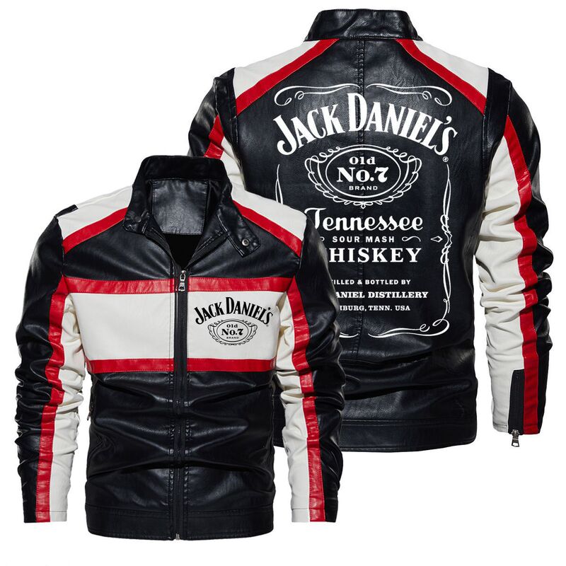 2023 new contrast color leather jacket denisweski car logo vintage washed artificial pu leather windproof jacket