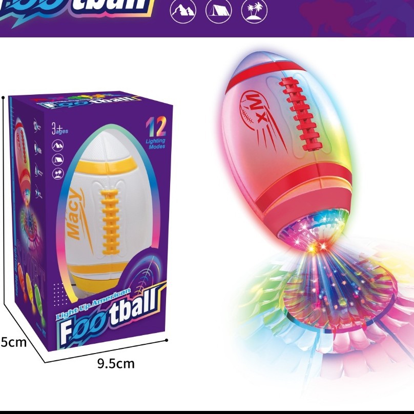 Cross-Border Light Flying Rugby Rechargeable Throwing Long-Distance Rocket Missile Rechargeable Children's Sports Toy