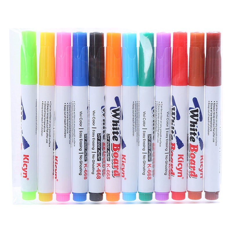 Online rojo creativo pluma flotante 12-color borrable lavable pizarra pluma estudiante oficina de enseñanza basada en agua marcador pluma al por mayor