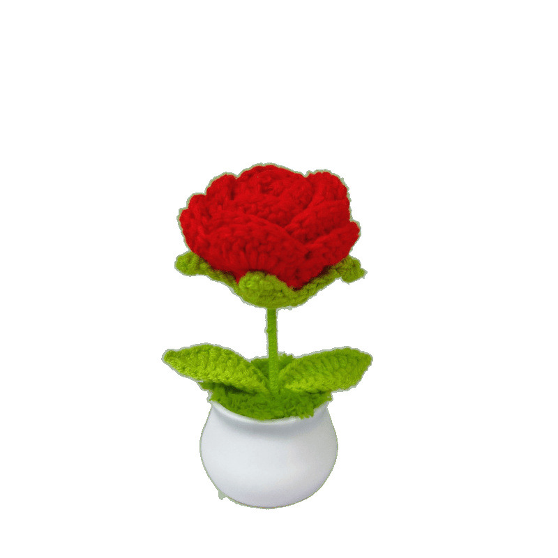 Lama tejida transfronteriza terminada, amor, planta en maceta, decoración de escritorio de estudio de flores artificiales, día de San Valentín, Navidad