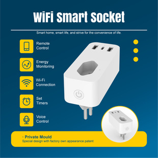 Lianduo Export Customized Graffiti Home Brazilian Regulations 10A16A Remote Control Usb+Wifi Smart Socket