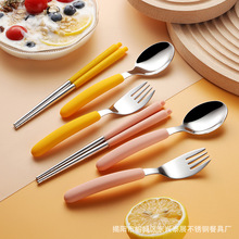 创意可爱宝宝餐具套装叉勺筷子 宝宝带饭勺子叉子筷子小学生餐具