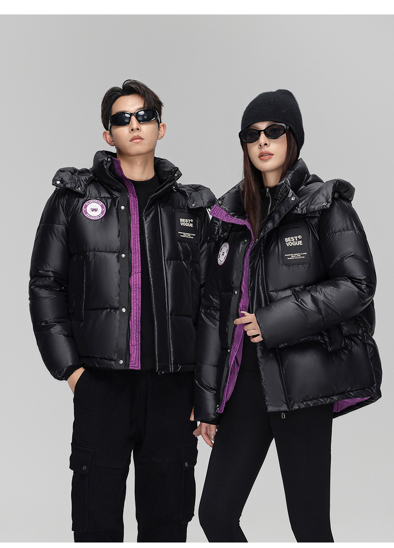 Women's Clothing loose hooded winter coats jacket men and women short winter couple thick contrast color cotton jacket_voghion.com