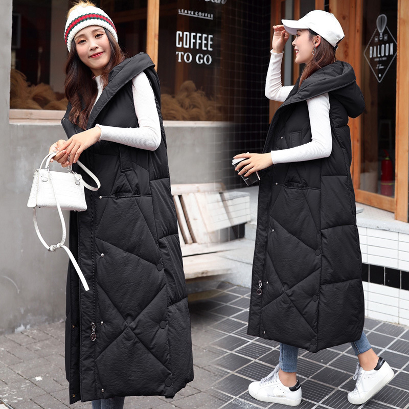 Down Cotton Vest Women's Mid-Length 2023 Autumn and Winter New Korean Style Mid-Length Thickeneded Vest Jacket Trendy Over-The-Knee Batch