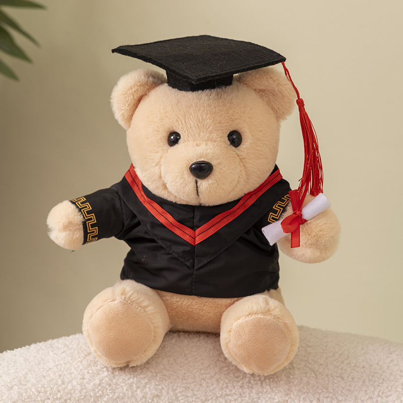 Doctor oso juguetes de peluche maestría uniformes de licenciatura muñecas osos regalos conmemorativos de graduación pueden agregar logotipo escolar