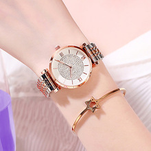 满天星罗马镶钻合金钢带手表 女士时尚学生腕表超薄手表